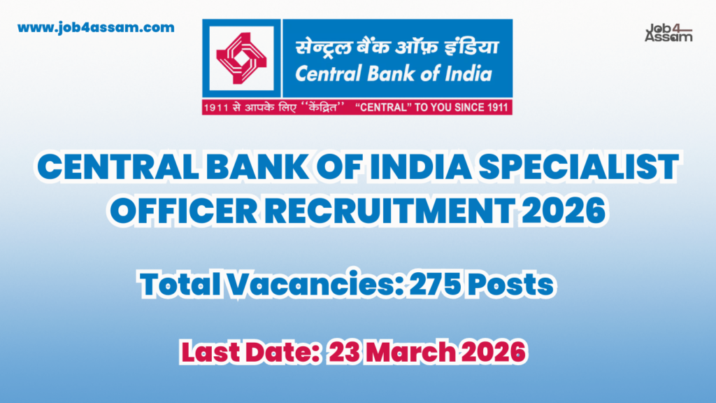 Central Bank of India Specialist Officer Recruitment 2026
